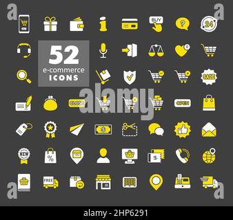E-commerce set vector icons shopping and online Stock Vector
