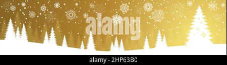 christmas firs with falling flakes and snow landscape Stock Vector