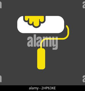 Paint Roller vector flat icon on dark background. Construction, repair Stock Vector