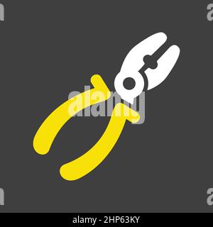 Pliers vector flat icon on dark background. Construction, repair sign Stock Vector