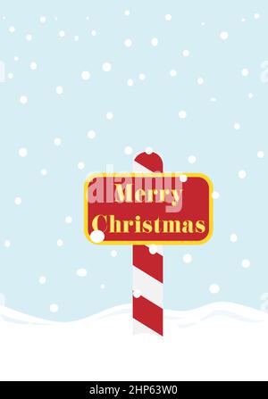 North Pole sign with Merry Christmas Stock Vector