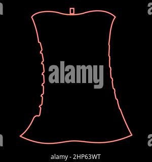 Neon apple core red color vector illustration flat style image Stock Vector