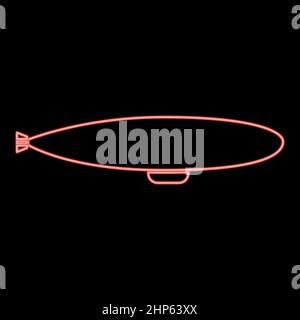 Neon dirigible red color vector illustration flat style image Stock Vector