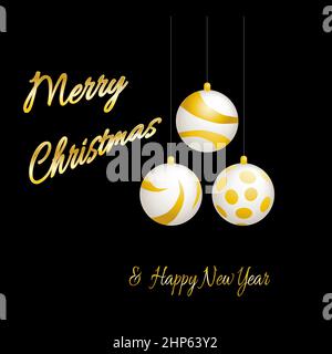 White Christmas tree balls with gold Stock Vector