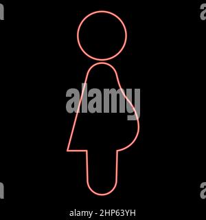 Neon pregnant woman red color vector illustration flat style image Stock Vector