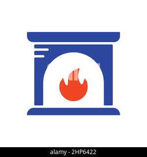 Fireplace vector icon. Winter sign Stock Vector