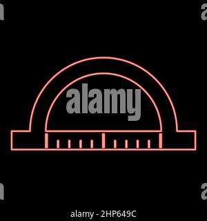 Neon protractor red color vector illustration flat style image Stock Vector