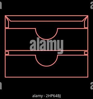 Neon two stationary paper tray red color vector illustration flat style image Stock Vector