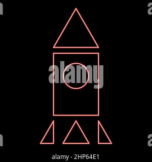 Neon rocket red color vector illustration flat style image Stock Vector