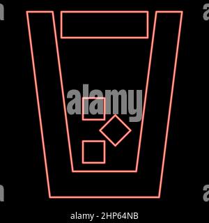 Neon glass with ice red color vector illustration flat style image Stock Vector
