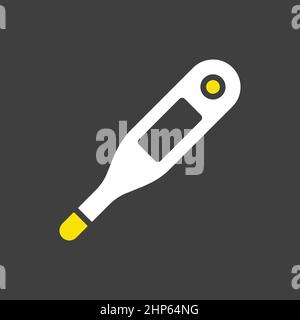 Electronic medical thermometer vector icon on dark background Stock Vector