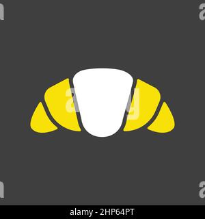 Croissant vector icon on dark background. Fast food sign Stock Vector