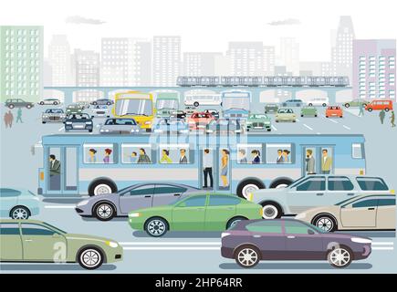 Road transport by public bus and public transport Stock Vector