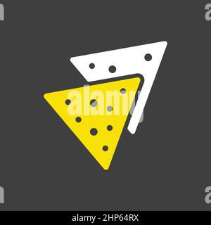 Tortilla chips or nachos tortillas vector icon on dark background Stock Vector