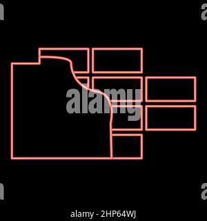 Neon wall red color vector illustration flat style image Stock Vector