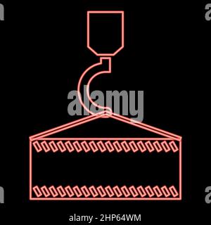 Neon crane hook red color vector illustration flat style image Stock Vector
