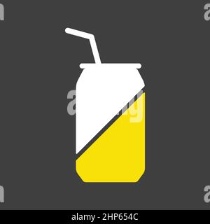 Soda cans vector icon on dark background. Fast food sign Stock Vector