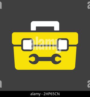 Tolbox vector flat icon on dark background. Construction, repair sign Stock Vector