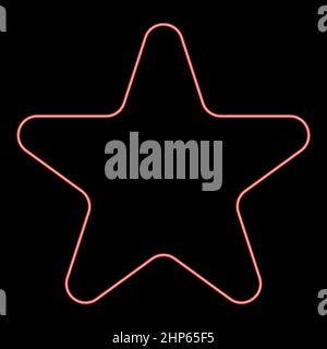 Neon star red color vector illustration flat style image Stock Vector