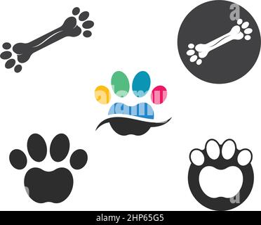 paw bone vector  icon of pet illustration design Stock Vector