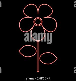 Neon flower red color vector illustration flat style image Stock Vector
