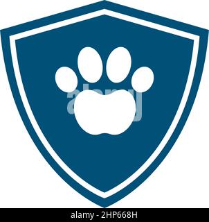 paw shield vector  icon of pet illustration design Stock Vector