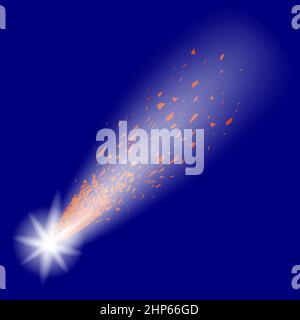 Shooting Stars on Night Sky. Meteor Shower. Meteors Falling. Stock Vector