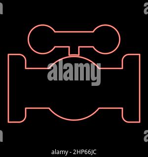 Neon valve red color vector illustration flat style image Stock Vector