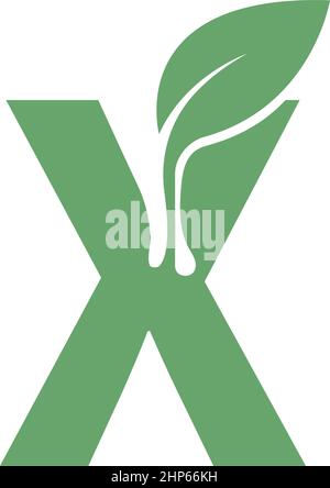 Letter X icon leaf design concept template Stock Vector