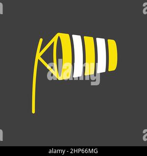 Windsocks inflated by wind vector flat icon on dark background Stock Vector