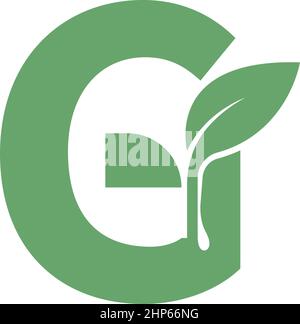 Letter G icon leaf design concept template Stock Vector