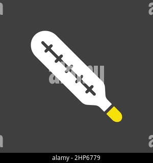 Mercury medical thermometer vector icon on dark background Stock Vector