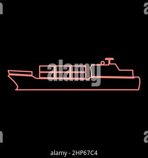 Neon merchant ship red color vector illustration flat style image Stock Vector