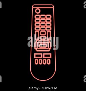 Neon remote control panel red color vector illustration flat style image Stock Vector
