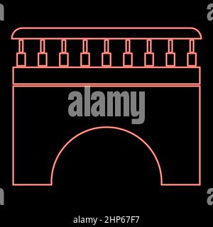 Neon bridge red color vector illustration flat style image Stock Vector