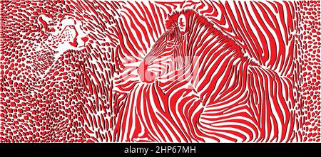 Abstract animals background - pattern with zebra and cheetahs motif Stock Vector