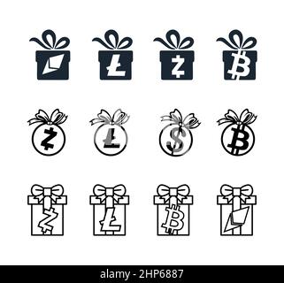Cryptocurrency Surprise Gift Box Vector Sign Stock Vector
