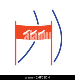 Finish line of ski slope vector icon. Winter sign Stock Vector