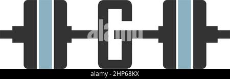 Letter G with barbell icon fitness design template Stock Vector