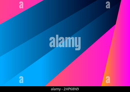 Minimal cover graphic, copy space design. Neon pink blue gradient colors. Abstract 80s texture geometric pattern lines. Dynamic stripes fluid trendy background. Artistic simple modern template vector Stock Vector