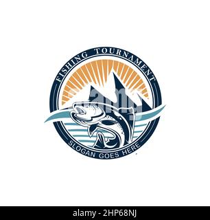 Fishing tournament emblem template vector logo Stock Vector