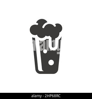 Beer glass with foam and bubbles icon Stock Vector