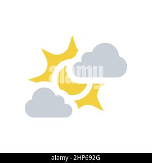 Sun and clouds colorful vector icon Stock Vector