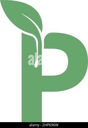 Letter P icon leaf design concept template Stock Vector