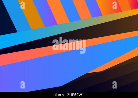 Minimal cover graphic, copy space design. Neon black blue gradient color. Abstract 80s texture geometric pattern lines. Dynamic stripes fluid trendy background. Artistic simple modern template vector Stock Vector