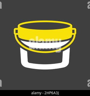 Pastic bucket container for paint or food icon on dark background Stock Vector