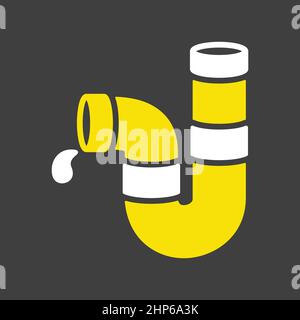 Plumbing pipes vector flat icon on dark background. Construction, repair Stock Vector