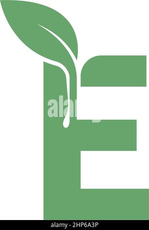 Letter E icon leaf design concept template Stock Vector