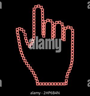 Neon pixel hand red color vector illustration flat style image Stock Vector