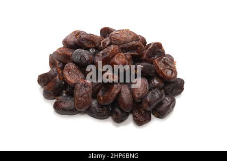 Dried dates isolated on white background. Top view. Stock Photo